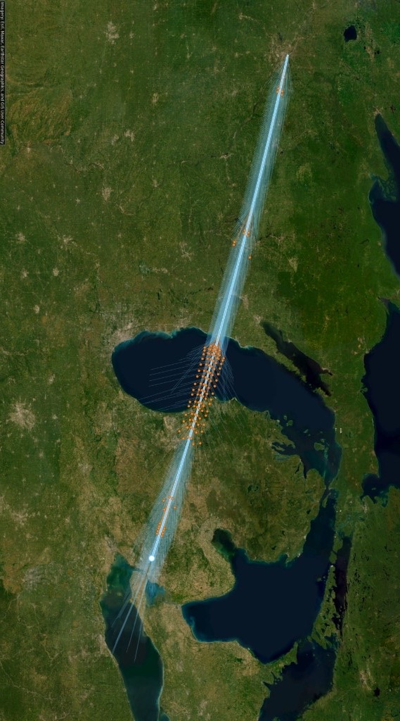 Great Lakes trajectory data visualization overlay