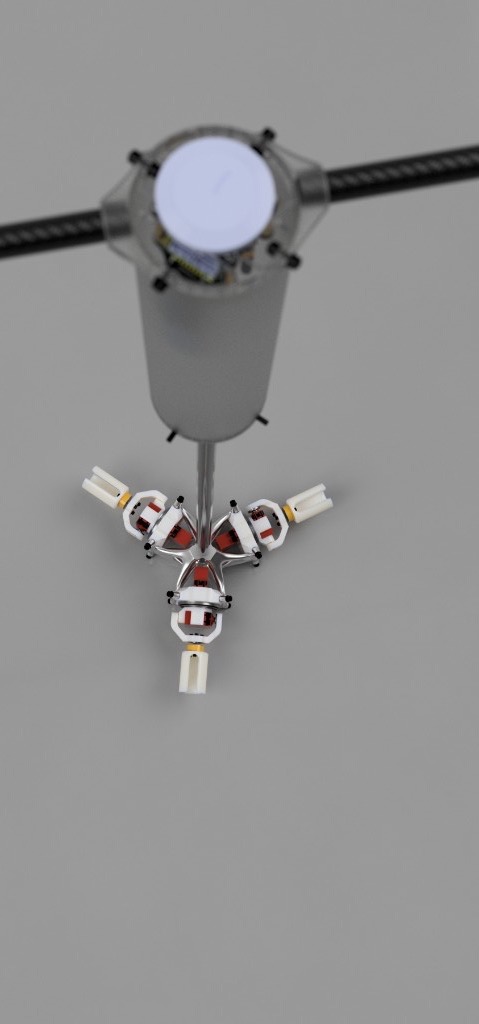 Top-down render of TV3 hub assembly along central shaft