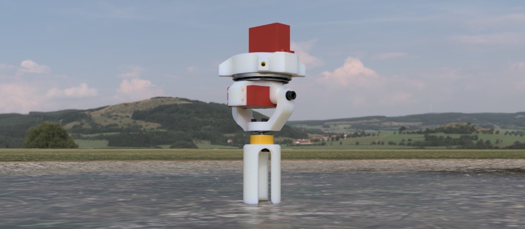 Two-axis gimbal assembly rendered outdoors